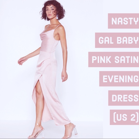 Nasty Gal Satin Pink Slip Dress (US 2) - Picture 3 of 5